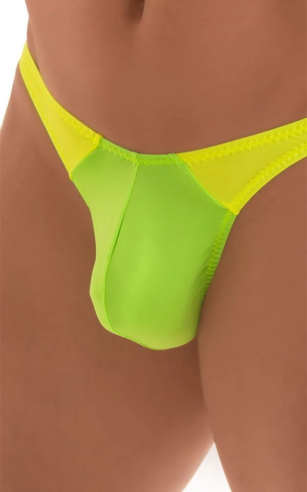 M87 - Mens Color Blocked T Back Thong - Solid Sheer Semi Sheer - Image 3