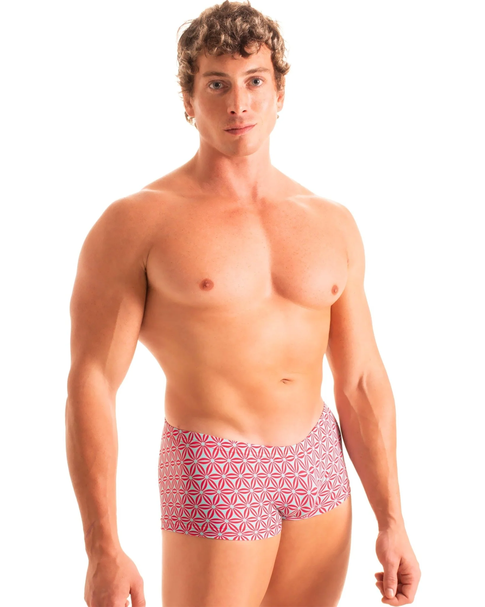 M61 - Mens Low Square Cut Swim Trunks - Prints - Image 40