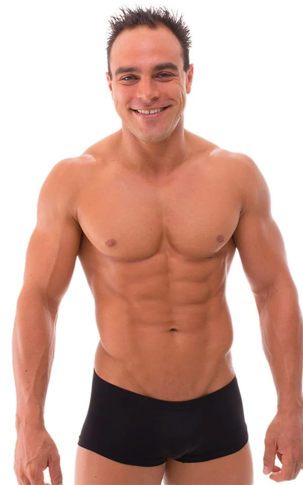 M61 - Mens Low Square Cut Swim Trunks - Solid Sheer Semi Sheer - Image 12