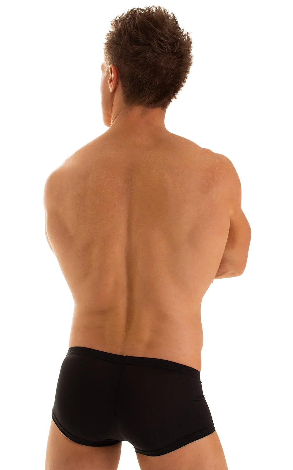 M61 - Mens Low Square Cut Swim Trunks - Solid Sheer Semi Sheer - Image 24