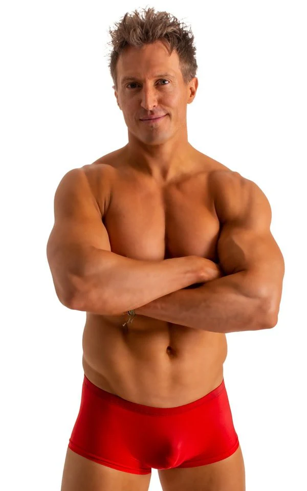 M61 - Mens Low Square Cut Swim Trunks - Solid Sheer Semi Sheer - Image 4