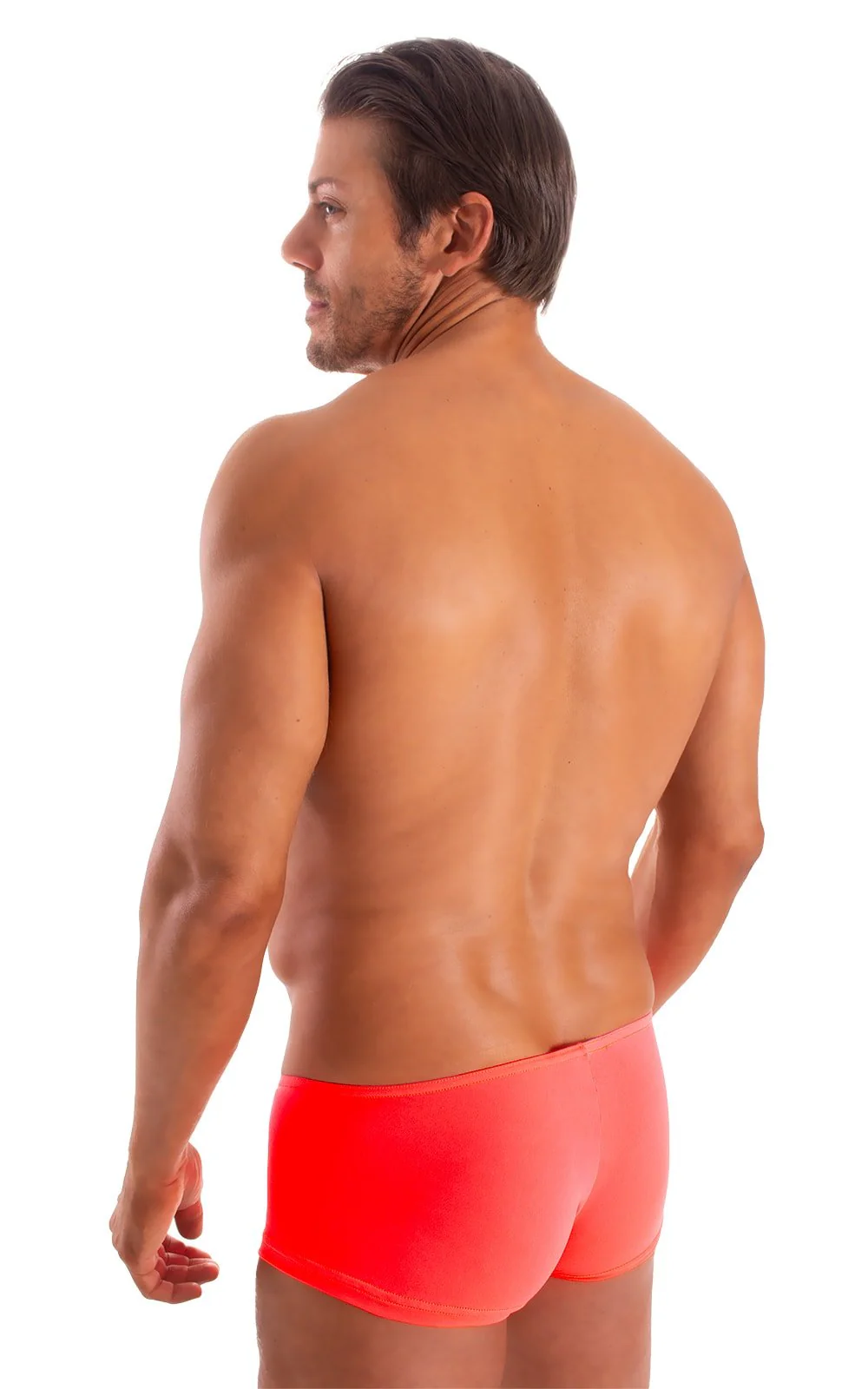 M35 - Mens Micro Low Square Cut Swim Trunks - Solid Sheer Semi Sheer - Image 6