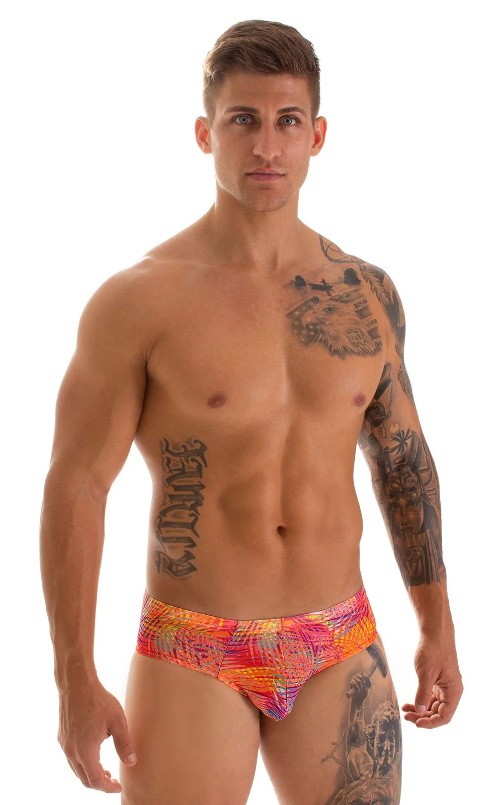 M88 - Mens Pouch Brief Swimsuit - Tan Through - Image 13